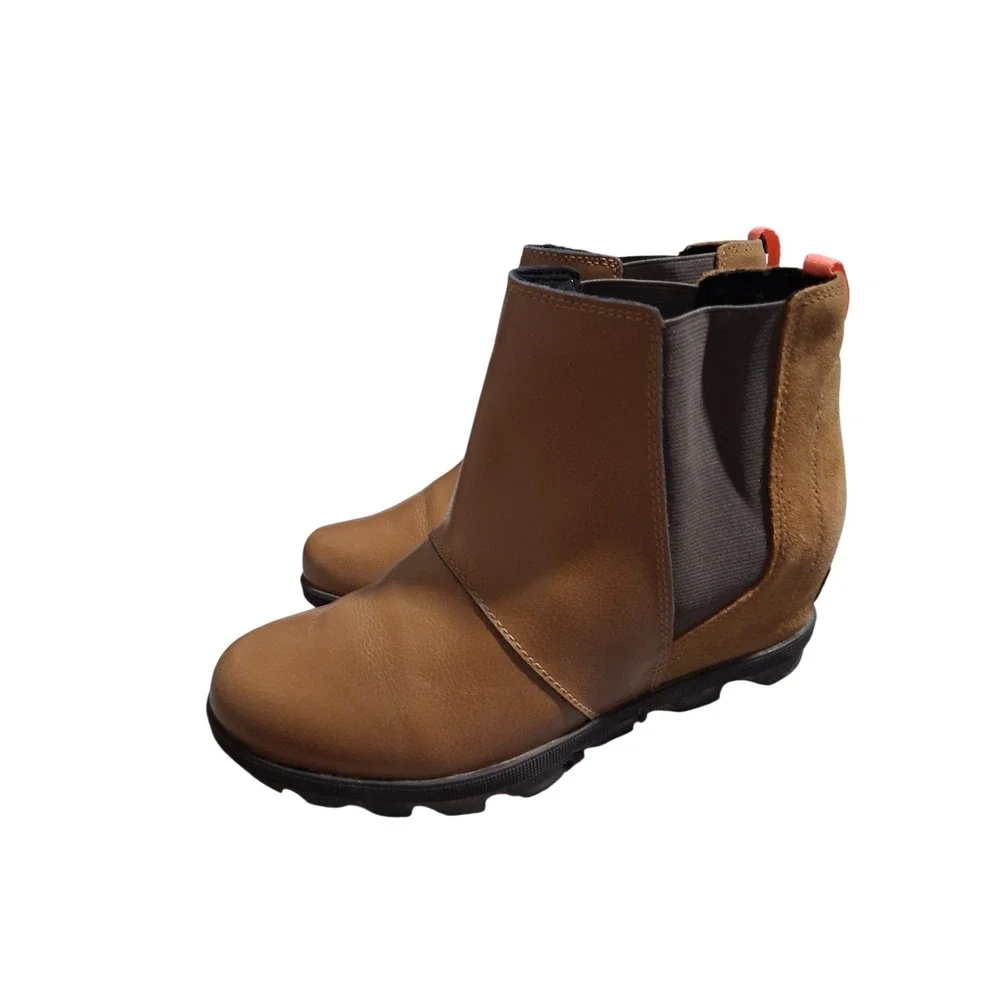 Sorel Big Girls size 4 Joan of Arctic Wedge Leather Chelsea‎ Casual Preppy Boots